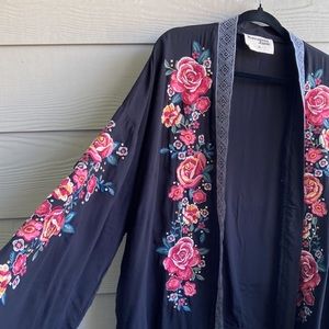 Savanna Jane Floral Embroidered Jacket - Navy and Pink